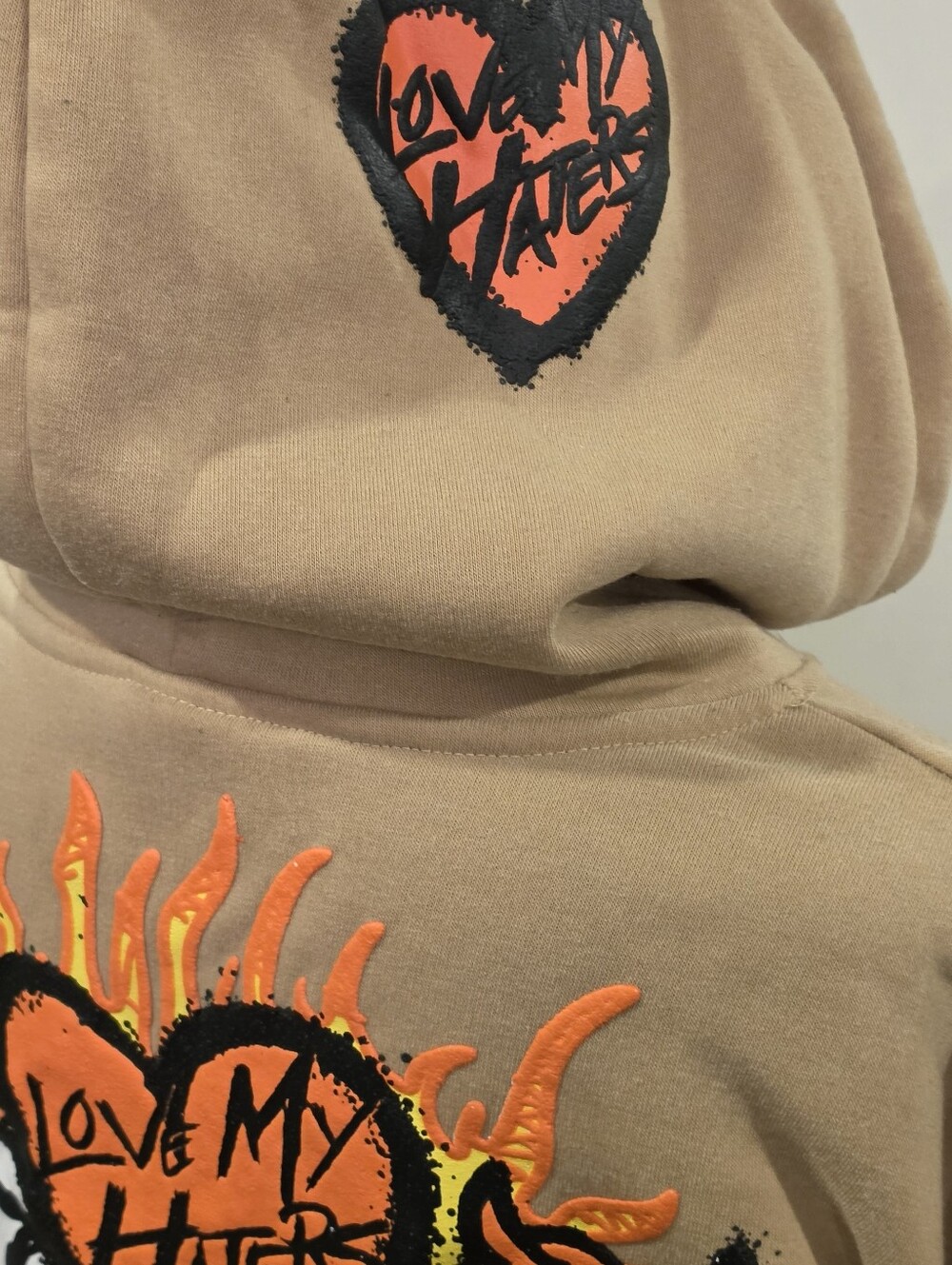 RGSTR Small Tan Love My Haters Teddy Bear Graphic Pullover Streetwear Hoodie - Picture 6 of 10
